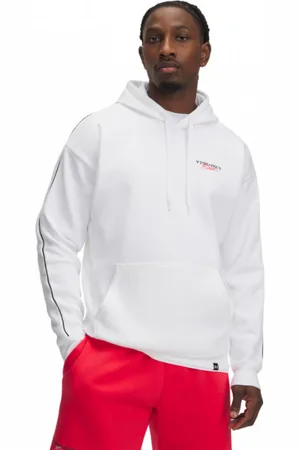 Under Armour Męska bluza dresowa nierozpinana z kapturem Project Rock Icon Fleece Hdy - biała