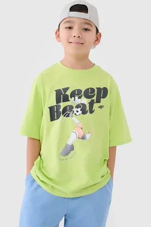 4F Chłopięcy t-shirt oversize z nadrukiem 4F 4FJASAW24TTSHM2596