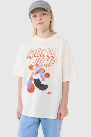 4F Chłopięcy t-shirt oversize z nadrukiem 4F 4FJASAW24TTSHM2596