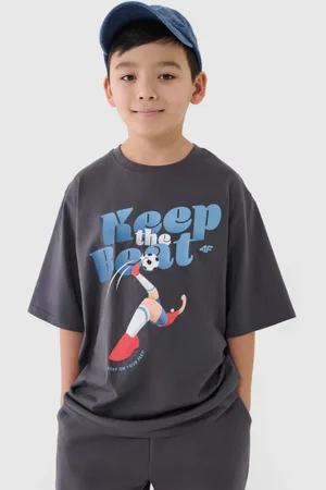 4F Chłopięcy t-shirt oversize z nadrukiem 4F 4FJASAW24TTSHM2596