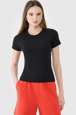 4F Damski t-shirt basic WSS25TTSHF1968 - czarny