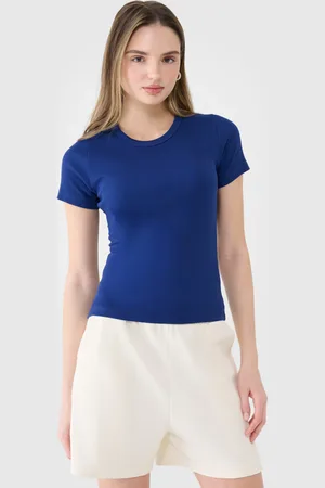 4F Damski t-shirt basic WSS25TTSHF1968 - granatowy