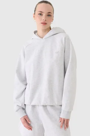 4F Bluza dresowa nierozpinana z kapturem uniseks WSS25TSWSU1547 - szara