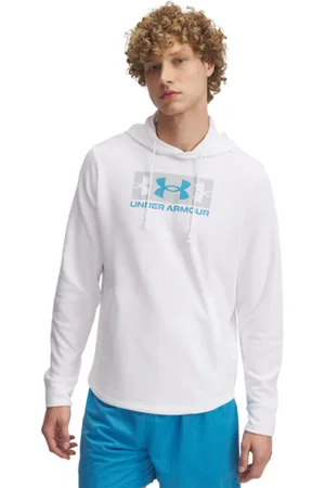 Under Armour Męska bluza dresowa nierozpinana z kapturem UA Rival Terry Logo Hood - biała