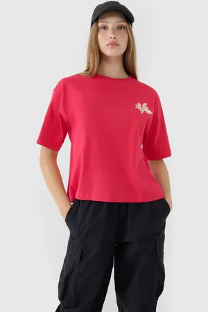 4F Damski t-shirt oversize z nadrukiem WSS25TTSHF1996