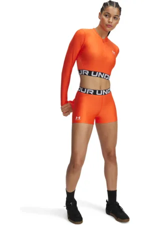 Under Armour Damskie legginsy krótkie treningowe UA Hg Authentics Shorty - pomarańczowe