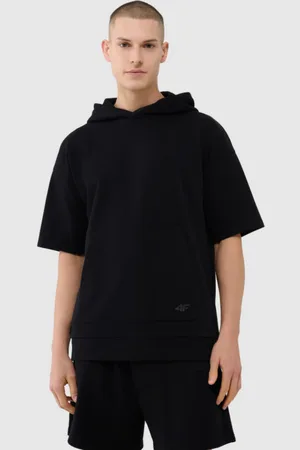 4F Męska bluza dresowa z krótkim rękawem RSS25TSWSM2145 - czarna