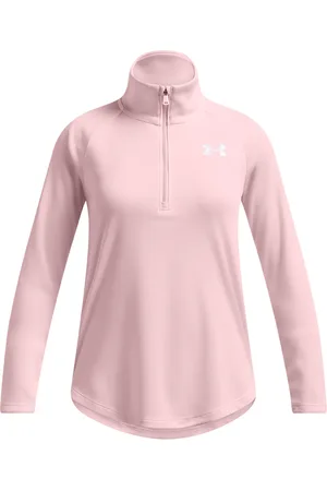 Under Armour Dziewczęca bluza treningowa nierozpinana bez kaptura Tech Graphic 1/2 Zip - różowa