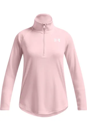 Under Armour Dziewczęca bluza treningowa nierozpinana bez kaptura Tech Graphic 1/2 Zip - różowa