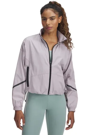 Under Armour Damska kurtka wiatrówka Unstoppable Woven Sheen Jkt - beżowa