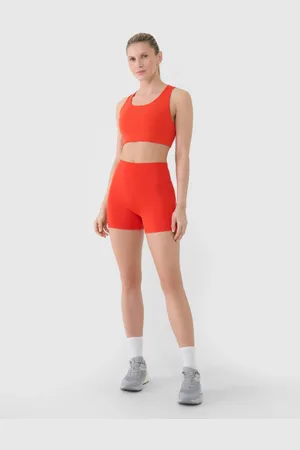 4F Damskie legginsy krótkie treningowe RSS25TFSTF021 - czerwone