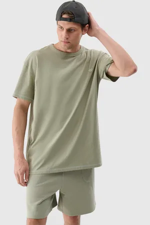 4F Męski t-shirt oversize WSS25TTSHU1972 - khaki