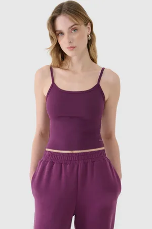 4F Damski crop-top na ramiączkach WSS25TSLEF127 - fioletowy