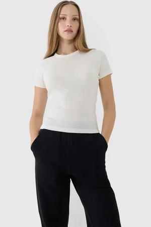4F Damski t-shirt basic WSS25TTSHF1968