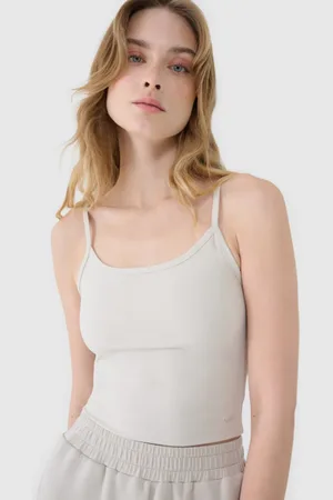 4F Damski crop-top na ramiączkach WSS25TSLEF127
