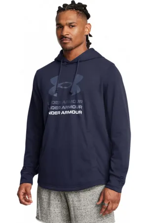 Under Armour Męska bluza dresowa nierozpinana z kapturem UA Rival Terry Graphic Hood - granatowa
