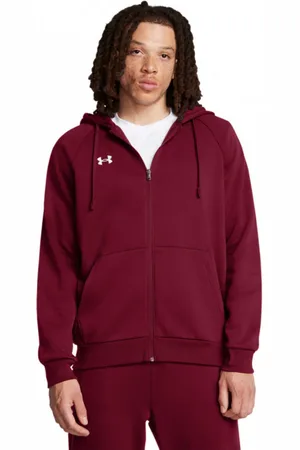 Under Armour Męska bluza dresowa rozpinana z kapturem UA Rival Fleece FZ Hoodie - czerwona