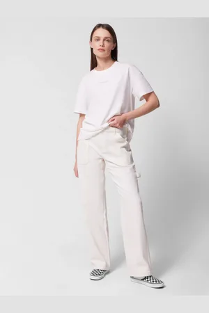 Outhorn Damskie jeansy straight OTHWSS24TTROF721 - białe