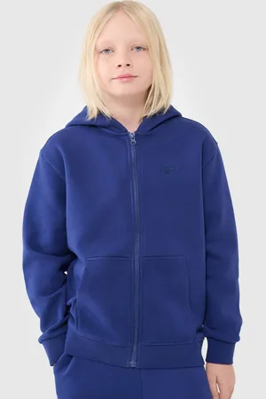 4F Chłopięca bluza dresowa z kapturem rozpinana 4F 4FJWSS25TSWSM1851 - niebieska