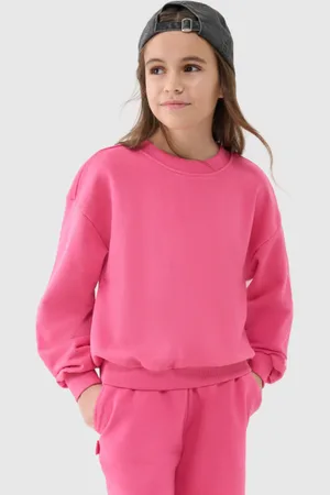 4F Dziewczęca bluza dresowa bez kaptura nierozpinana 4F 4FJWSS25TSWSF1479 - różowa