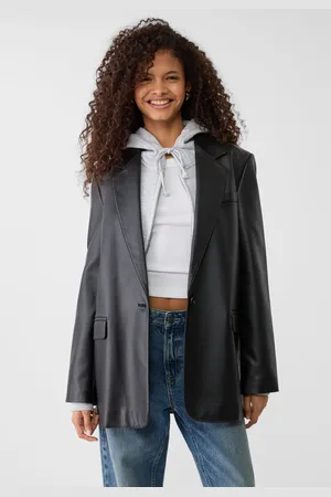 Stradivarius Marynarka regular fit ze sztucznej skóry