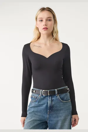 Stradivarius Body z dekoltem w serce XL