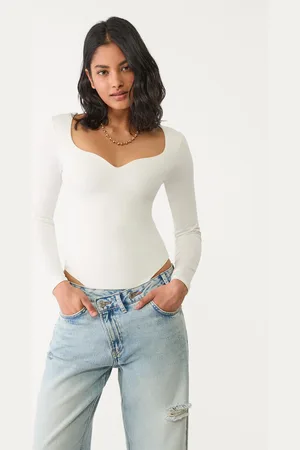 Stradivarius Body z dekoltem w serce XL