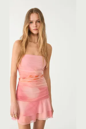 Stradivarius Krótka tiulowa sukienka bandeau L