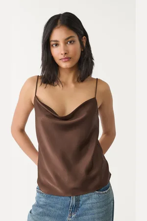 Stradivarius Satynowy top na ramiączkach XS