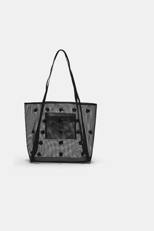 Stradivarius Torba shopper z siateczki z kwiatami
