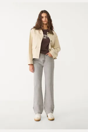 Stradivarius D98 proste jeansy w stylu vintage Niebieski