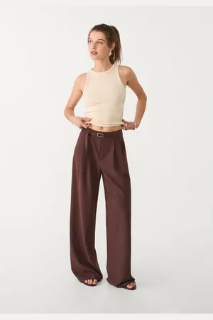 Stradivarius Eleganckie szerokie spodnie ze sprzączką 34