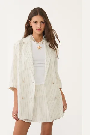 Stradivarius Marynarka kimono z mieszanki lnu w paski