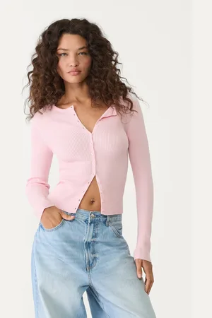 Stradivarius Prążkowany kardigan z guzikami M