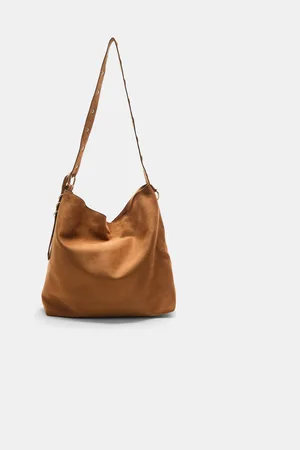 Stradivarius Torba bucket ze sztucznego zamszu z paskiem