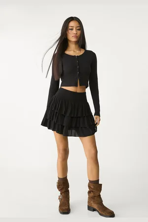 Stradivarius Spódnica mini z falbanami XS