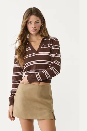 Stradivarius Dzianinowa koszulka polo w paski XL