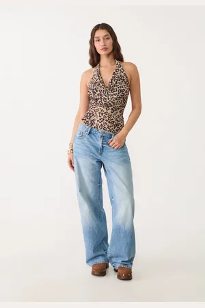 Stradivarius Drapowane body w panterkę S