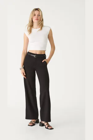 Stradivarius Luźne proste spodnie eleganckie z paskiem