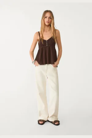 Stradivarius Szydełkowy top z falbaną XS