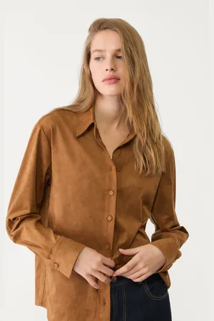 Stradivarius Koszula ze sztucznego zamszu L