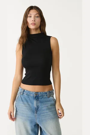Stradivarius Dopasowana koszulka basic z półgolfem L