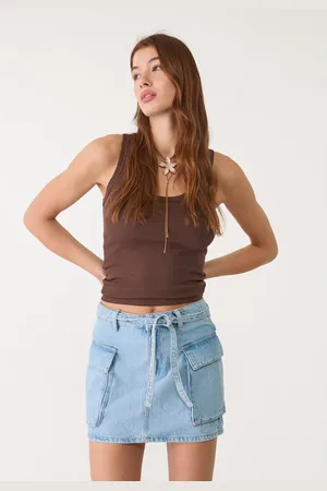 Stradivarius D66 Jeansowa spódnica mini cargo
