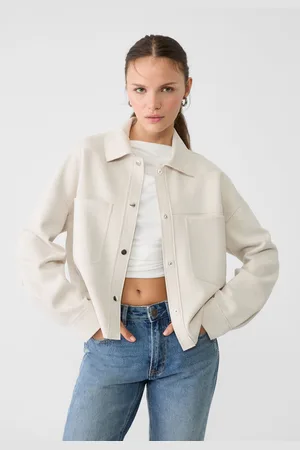Stradivarius Krótka koszula wierzchnia ze sztucznego zamszu