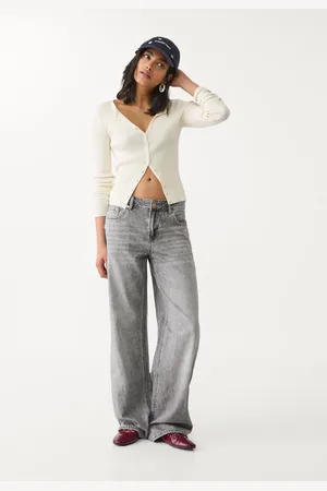 Stradivarius D91 Jeansy low wide leg