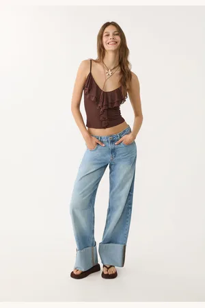 Stradivarius Tiulowy top z falbanami S