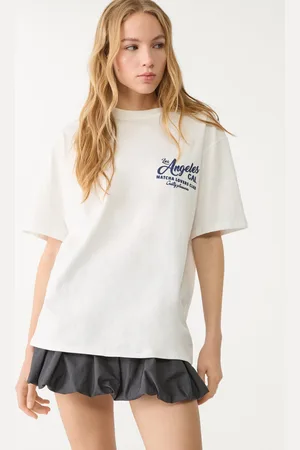 Stradivarius Koszulka oversize z grubej bawełnianej tkaniny z