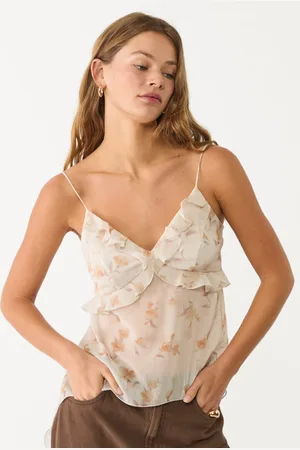 Stradivarius Luźny top z nadrukiem i falbanami