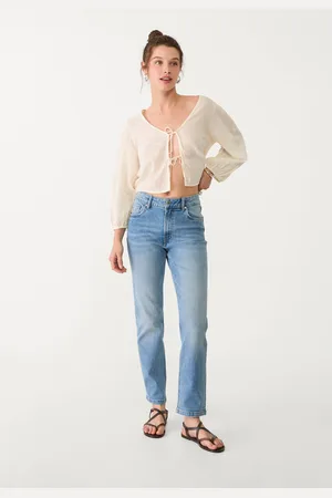 Stradivarius 1465 Jeansy mom fit typu slim Średni