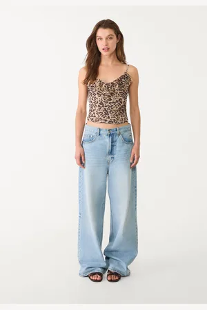 Stradivarius Tiulowy top z falbanami S